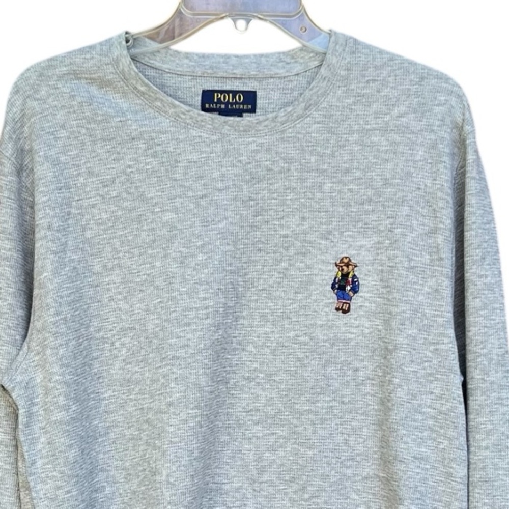 NWT Polo by Ralph Lauren Men’s Sleepwear Light Gray Long Sleeve Shirt SZ L - Picture 4 of 9